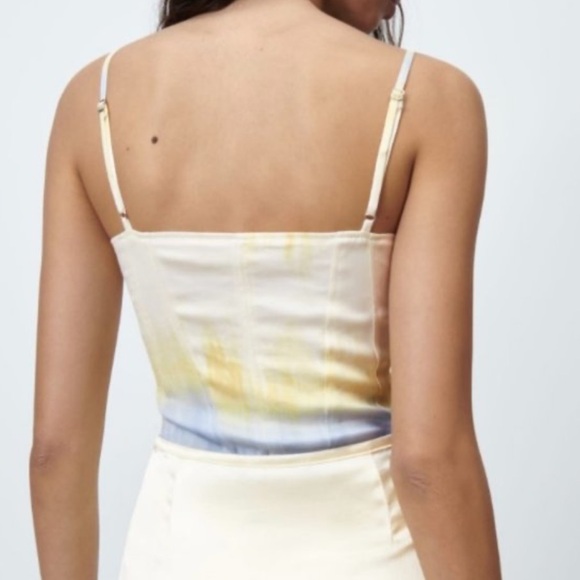 Zara Tie Dye V-Neck Spaghetti Strap Satin Effect Bodysuit Size Small- OBO - Picture 7 of 8